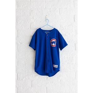 Majestic Chicago Cubs MLB Jersey Blue Button Up Genuine Merchandise Made USA - M